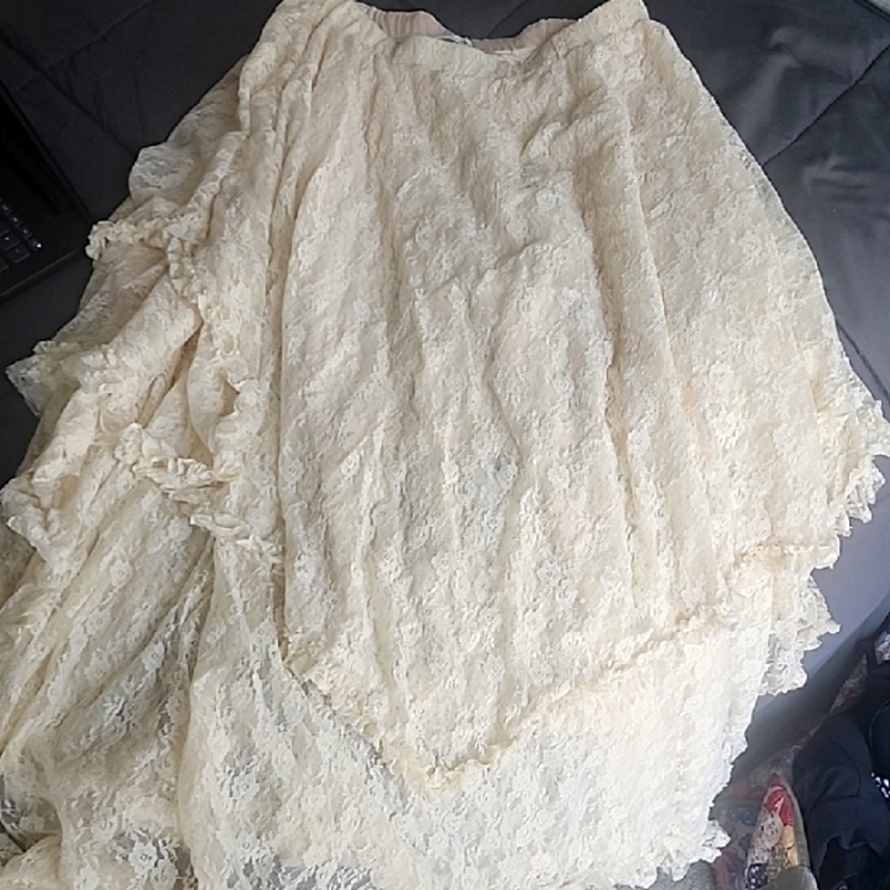 Bluivy Cream Maxi A-Line Skirt